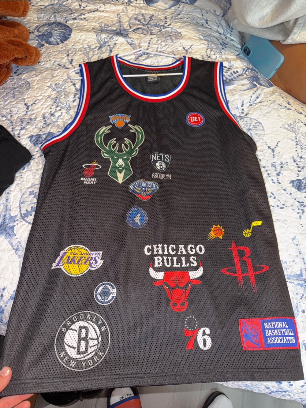 Mitchell & Ness Black Patchwork NBA Team Logo Jersey